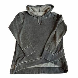 Calvin Klein Cowl Neck Hoodie Womens Small Gray Thermal Pullover Athleisure